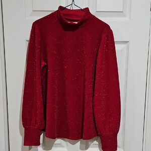 Red Mock Neck Shirt